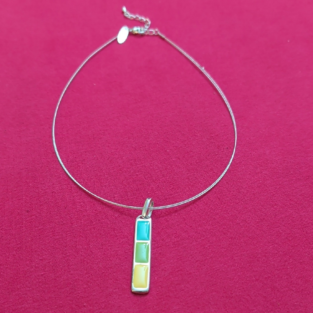 NY Collection Silver Tone Necklace with Multicolor Pendant